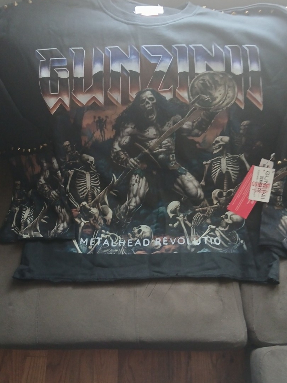 2XL Gunzinii Black Graphic Metal-Print Tee